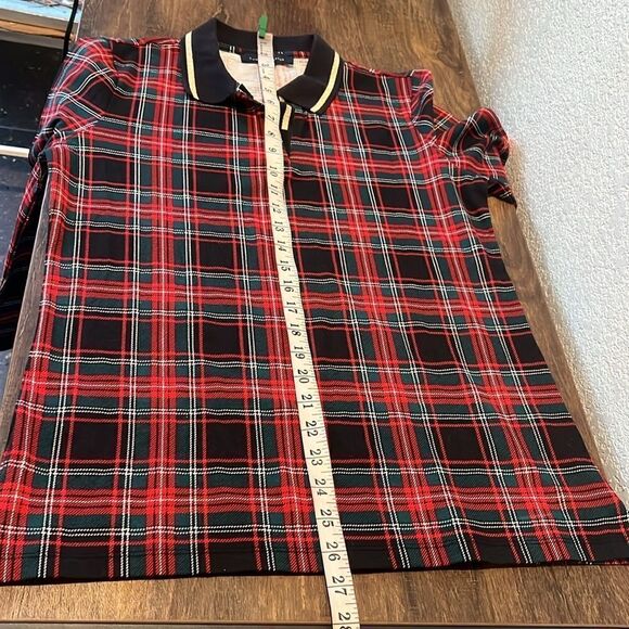 New Tommy Hilfiger Johnny-Collar 3/4-Sleeve Plaid Top - Picture 10 of 13